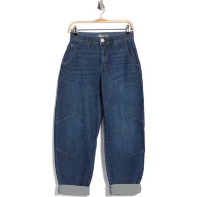 Democracy Roll Cuff Barrel Leg Jeans In Blue
