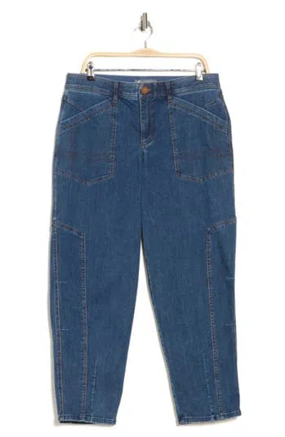 Democracy Roll Cuff Tapered Straight Leg Jeans In Blue