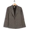 Democracy Roll Tab Sleeve Knit Blazer In Black Khaki Multi