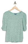Democracy Ruched Elbow Length Sleeve Top In Blue