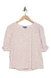 Democracy Ruched Elbow Length Sleeve Top In Pink