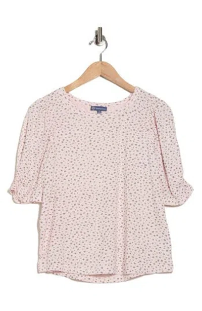 Democracy Ruched Elbow Length Sleeve Top In Pink