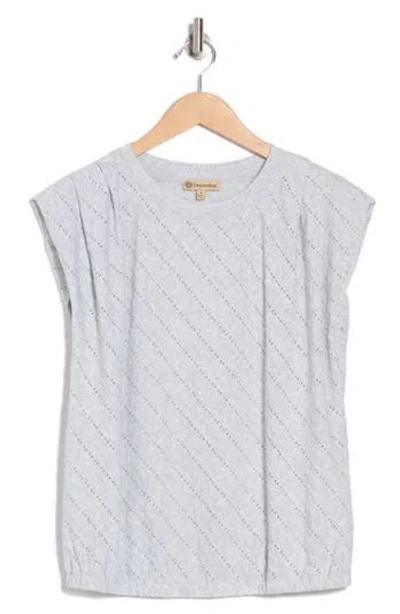 Democracy Ruched Pointelle Top In Heather Grey