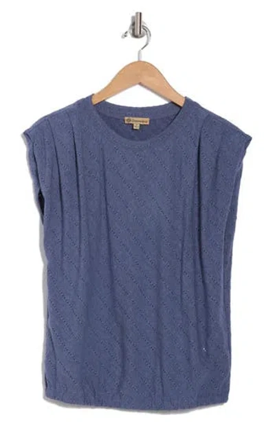 Democracy Ruched Pointelle Top In Blue