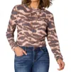 Democracy Ruched Side Knit Top In Brown Multi In Brown
