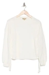 Democracy Ruched Side Textured Knit Pullover In Winter White