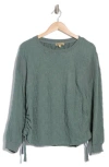 Democracy Ruched Side Tie Pullover In Desert Cactus