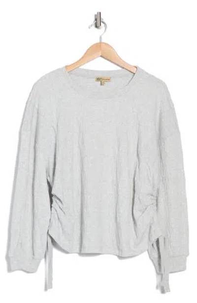 Democracy Ruched Side Tie Pullover In Heather Grey