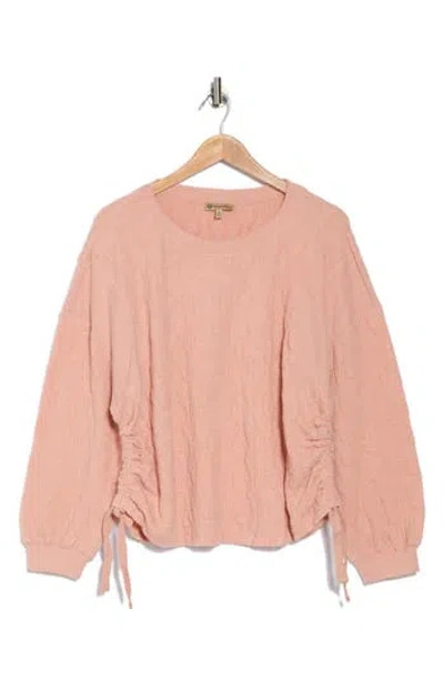 Democracy Ruched Side Tie Pullover In Maple Sugar