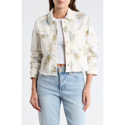 Democracy Ruched Sleeve Crop Denim Jacket