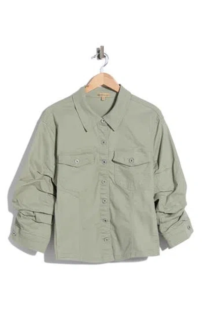 Democracy Ruched Sleeve Jacket In Green