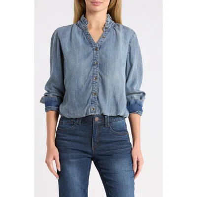 Democracy Ruffle Bubble Top In Light Blue