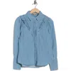 Democracy Ruffle Chambray Shirt In Blue