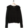 Democracy Ruffle Crewneck Sweater In Black