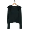 Democracy Ruffle Crewneck Sweater In Black