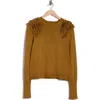Democracy Ruffle Crewneck Sweater In Brown