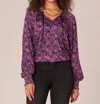 Democracy Ruffle Edge Floral Print Woven Top With Ties In Passion Fruit Multi In Multi