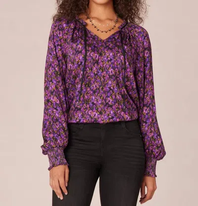 Democracy Ruffle Edge Floral Print Woven Top With Ties In Passion Fruit Multi