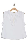 Democracy Ruffle Poplin Tank In White
