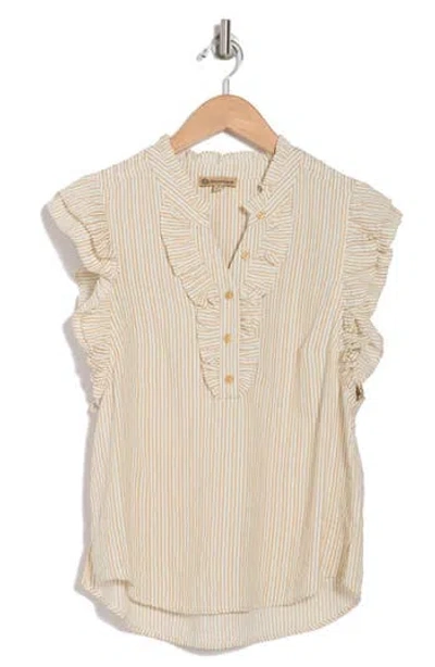 Democracy Ruffle Shirt In Walnut Multi