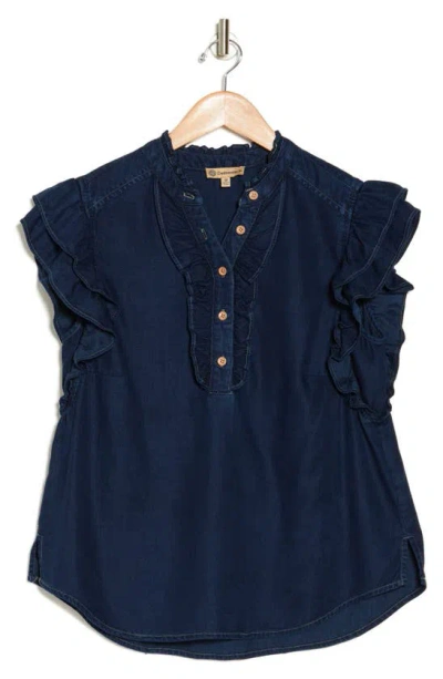 Democracy Ruffle Top In Indigo