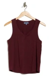 Democracy Scallop Trim Shell Tank Top In Burgundy