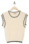Democracy Scalloped Cap Sleeve Sweater In Natural