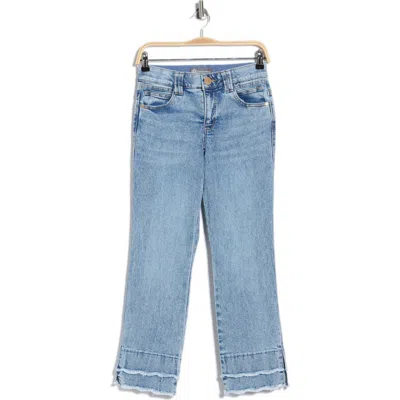 Democracy Scalloped Double Fray Hem Crop Flare Leg Jeans In Blue