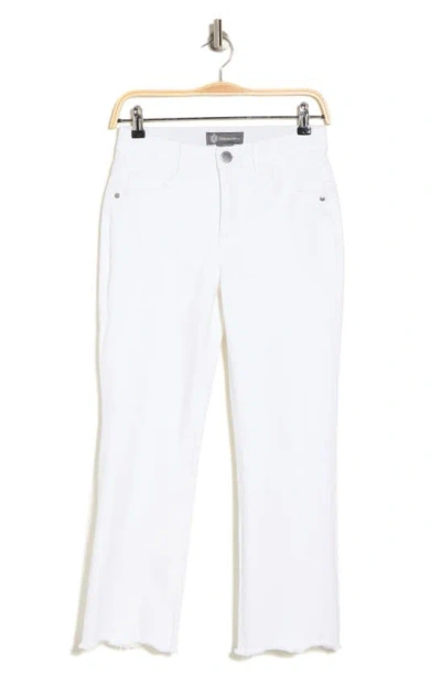 Democracy Scalloped Hem Barrel Leg Crop Jeans In Optic White