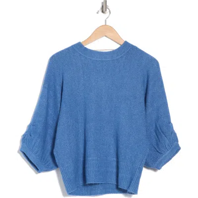 Democracy Seed Stitch Dolman Sweater In Heather Slate Blue