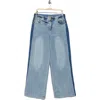 Democracy Shadow Stripe High Waist Wide Leg Jeans In Light Blue