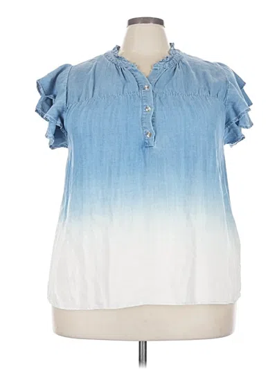 Pre-owned Democracy Short Sleeve Blouse In Blue
