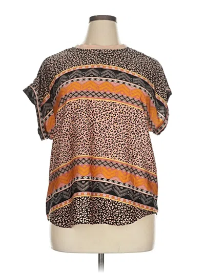 Pre-owned Democracy Short Sleeve Blouse In Brown