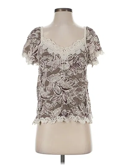 Pre-owned Democracy Short Sleeve Blouse In Brown