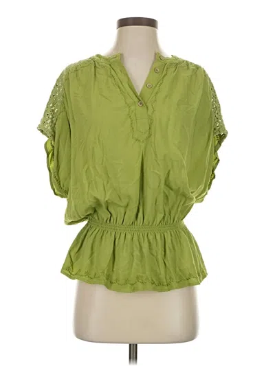 Pre-owned Democracy Short Sleeve Blouse In Green