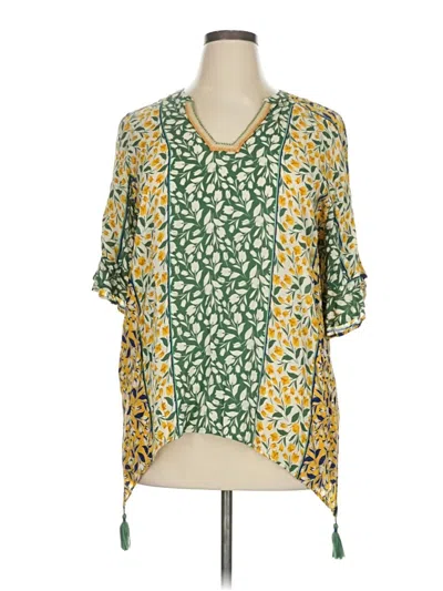 Pre-owned Democracy Short Sleeve Blouse In Green