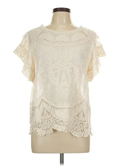 Pre-owned Democracy Short Sleeve Blouse In Ivory