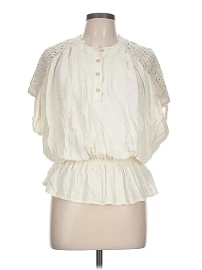 Pre-owned Democracy Short Sleeve Blouse In Ivory