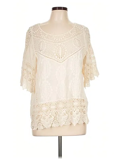 Pre-owned Democracy Short Sleeve Blouse In Ivory