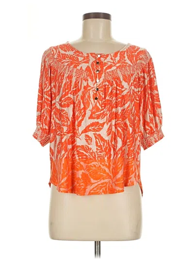 Pre-owned Democracy Short Sleeve Blouse In Orange