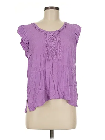 Pre-owned Democracy Short Sleeve Blouse In Purple