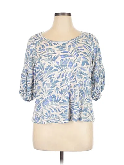 Pre-owned Democracy Short Sleeve Top Blue Scoop Neck Tops