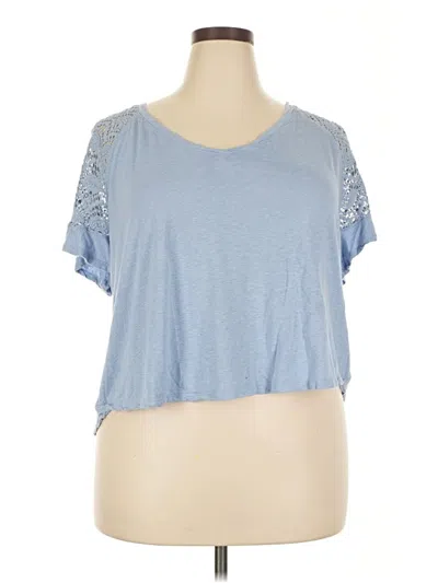 Pre-owned Democracy Short Sleeve Top Blue Sweetheart Neckline Tops