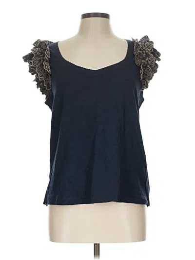 Pre-owned Democracy Short Sleeve Top Blue Sweetheart Neckline Tops