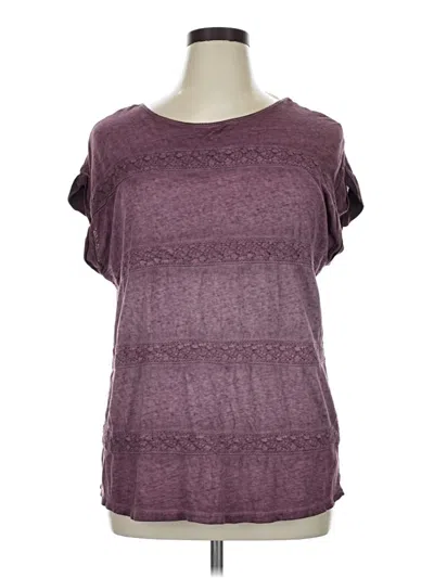 Pre-owned Democracy Short Sleeve Top Burgundy Scoop Neck Tops