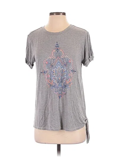 Pre-owned Democracy Short Sleeve Top Gray Keyhole Neckline Tops