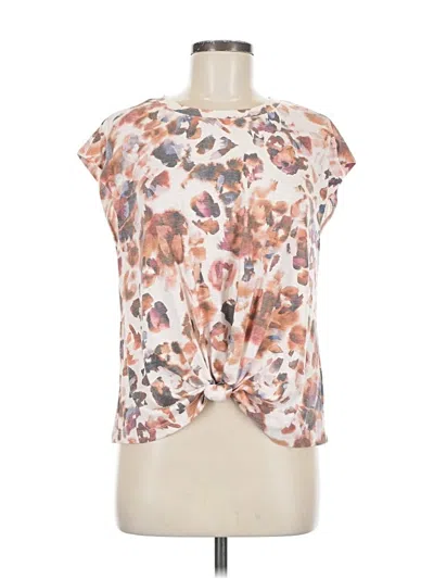 Pre-owned Democracy Short Sleeve Top Ivory Keyhole Neckline Tops In White