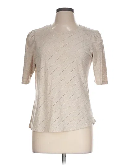 Pre-owned Democracy Short Sleeve Top Ivory Mock Neckline Tops