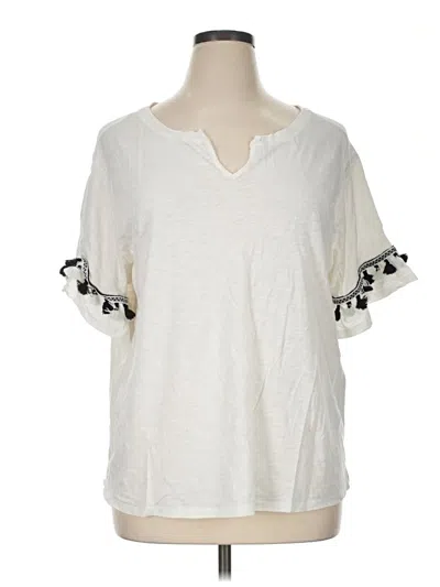 Pre-owned Democracy Short Sleeve Top Ivory V-neck Tops