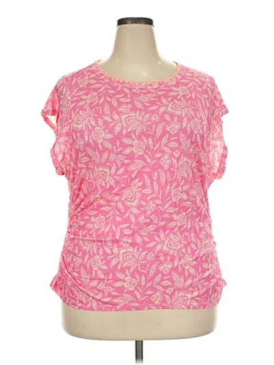 Pre-owned Democracy Short Sleeve Top Pink Cold Shoulder Neckline Tops